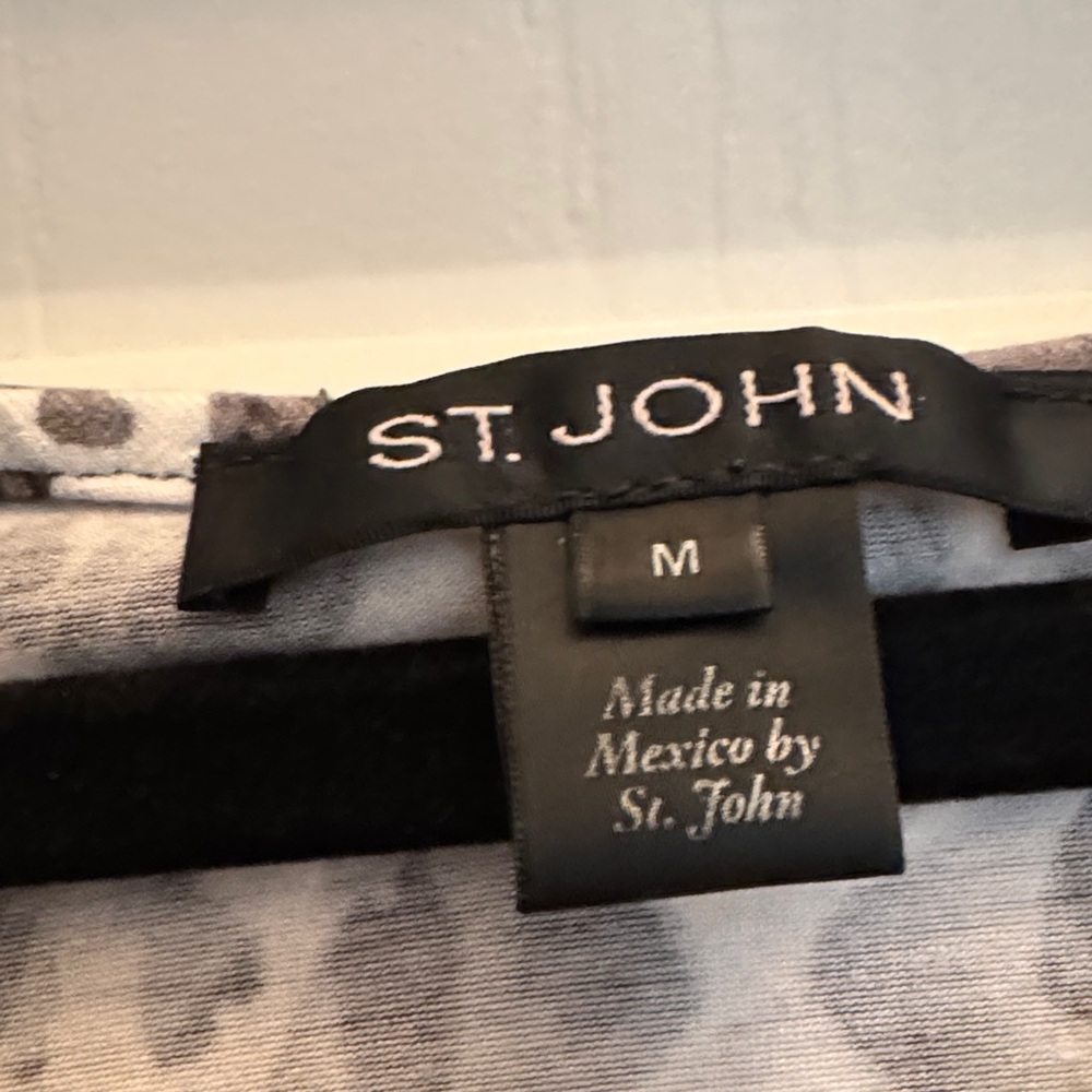 St. John Black & White Animal-Print Cowl-Neck Camisole